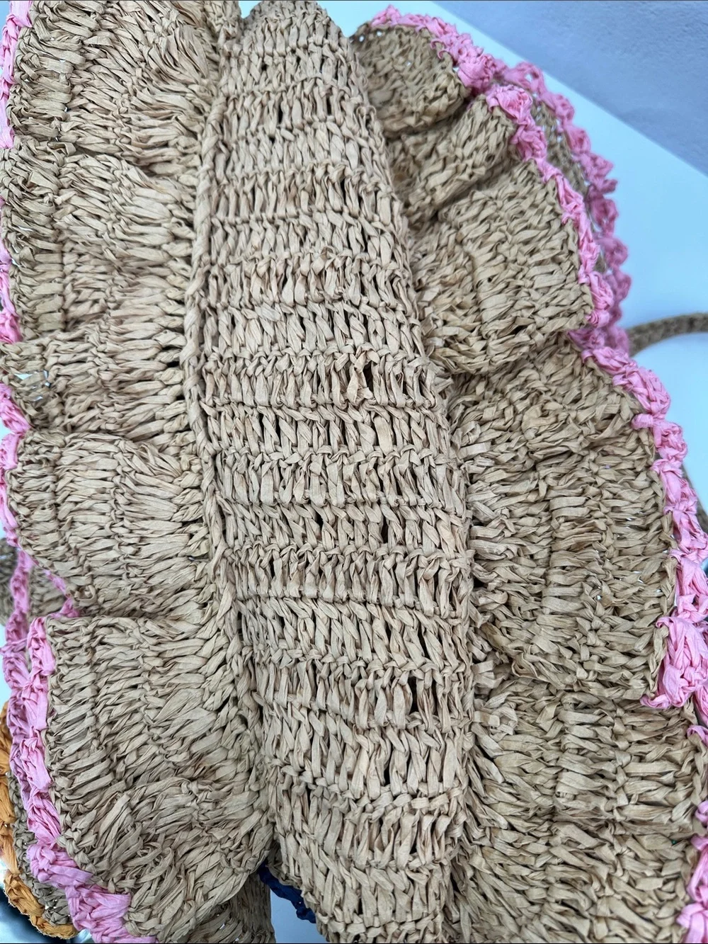 MAEVE by Anthropologie Ruffled Paper Raffia Tote Bag with Multicolor Trim